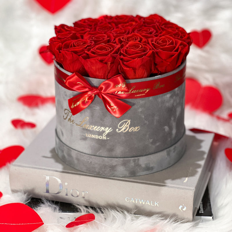 red eternity roses that last for years in a box gift for her birthday anniversary and valentine's day