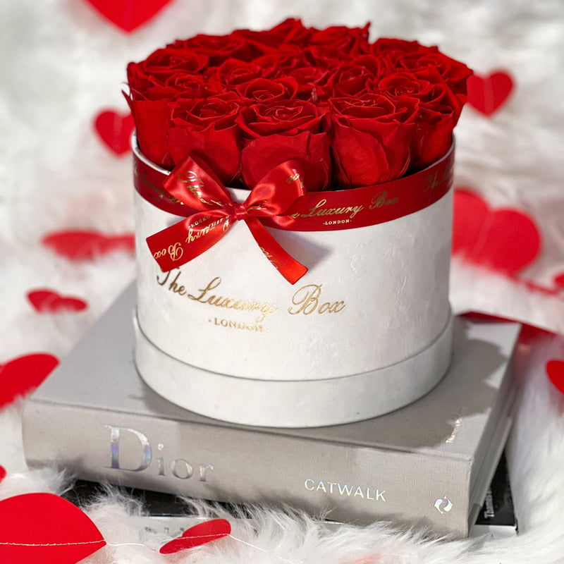 red infinity roses that last for years in a box gift for her birthday anniversary and valentine's day