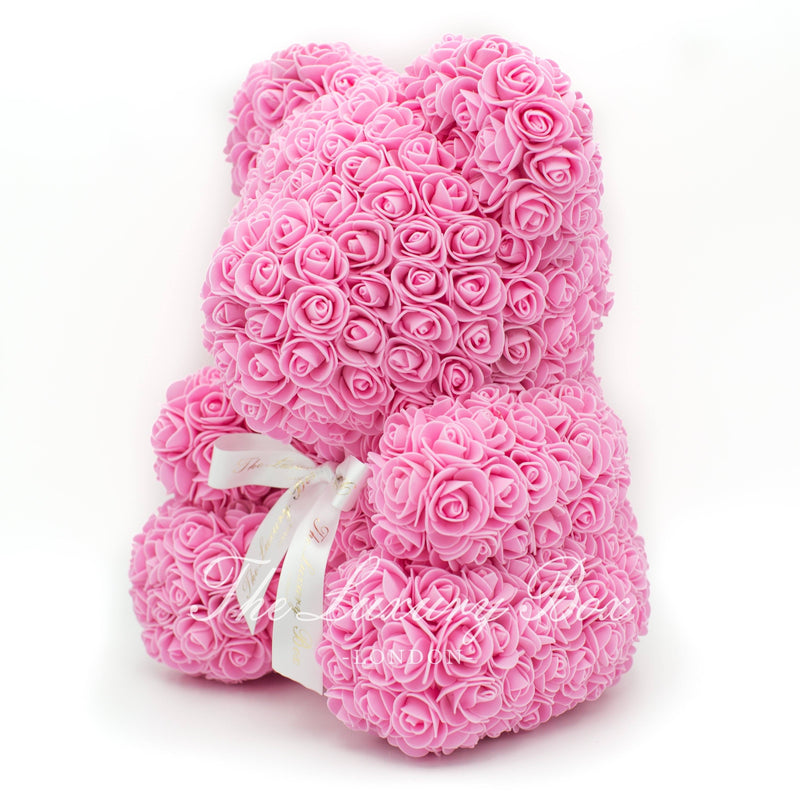 Pink Rose Bear with Ribbon