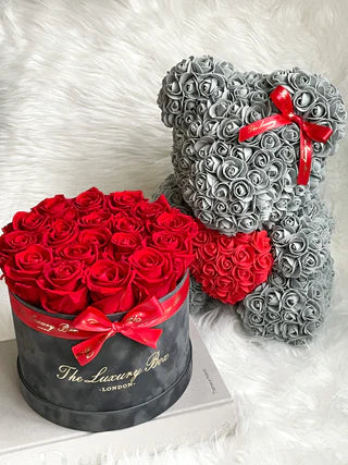 Rose bear with real roses sales