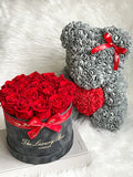 Grey & Red Bear & Eternity Roses Box Set - The Luxury Box USA