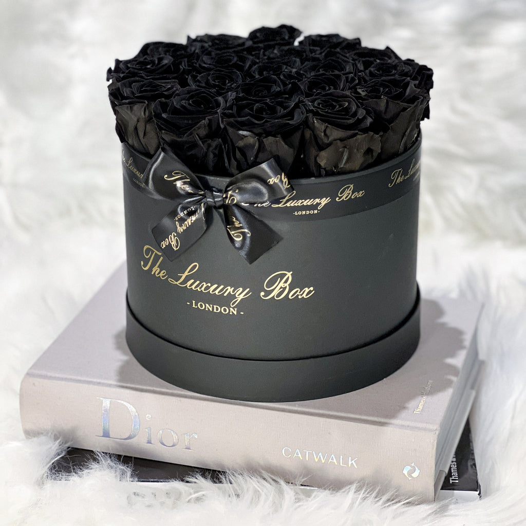 Black Eternity Roses In Black Box | Infinity Roses - The Luxury Box USA
