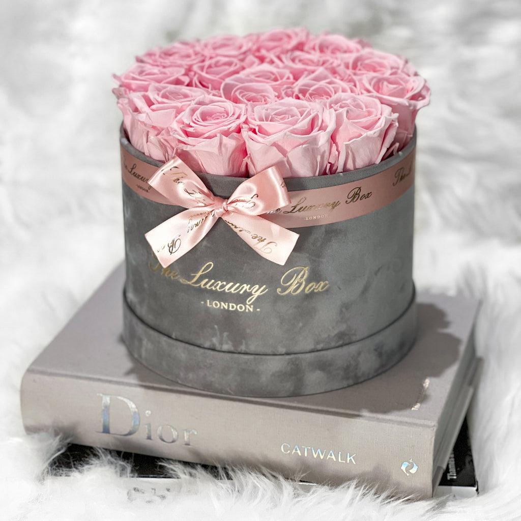 Red Eternity Roses In Grey Box | Infinity Roses - The Luxury Box USA