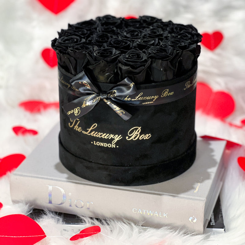 Black Eternity Roses In Black Box | Infinity Roses - The Luxury Box USA
