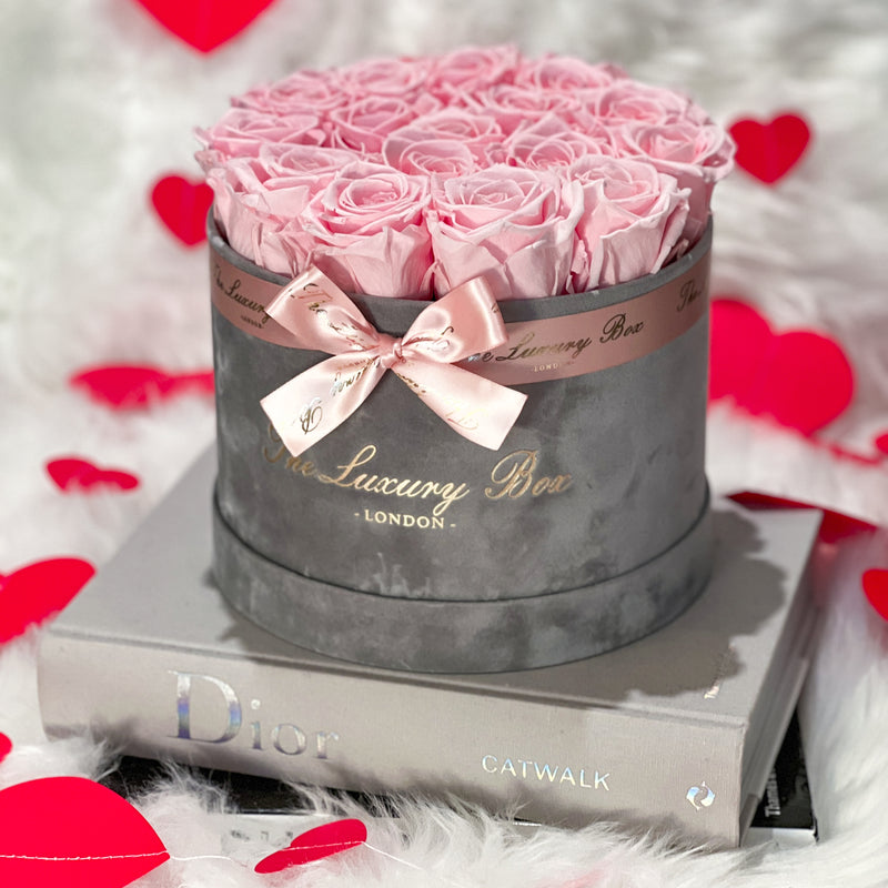 Pink eternity roses that last for years in a box gift for her birthday anniversary and valentine's day