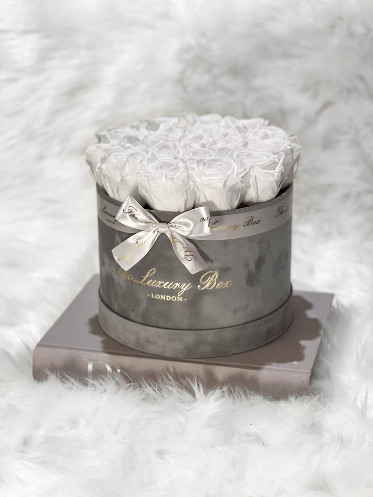 Pink Eternity Roses In Grey Box | Infinity Roses - The Luxury Box USA