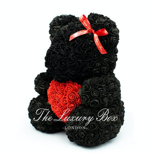 Black Rose Bear with Heart