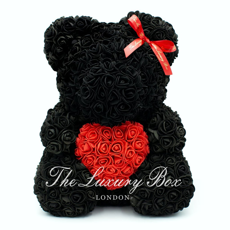 Black Rose Bear with Heart - The Luxury Box USA