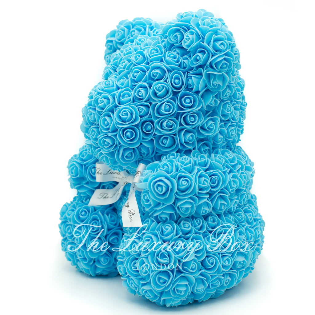 Baby Blue Rose Bear with Ribbon Valentine's Day Gift The