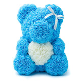 Baby Blue Rose Bear with White Heart