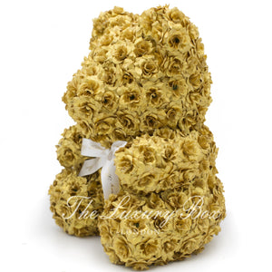 Gold Rose Bear with Ribbon 14 in. - Luxury Box London