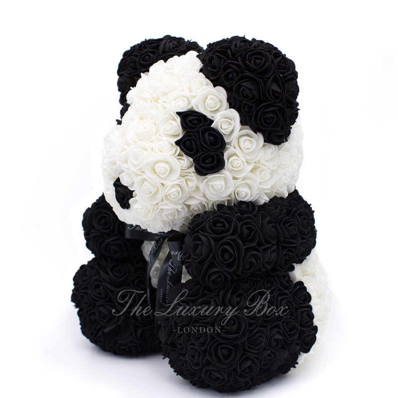 Panda Rose Bear with Ribbon 14 in. - Luxury Box London