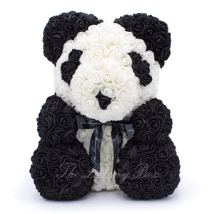 Panda Rose Bear with Ribbon 14 in. - Luxury Box London
