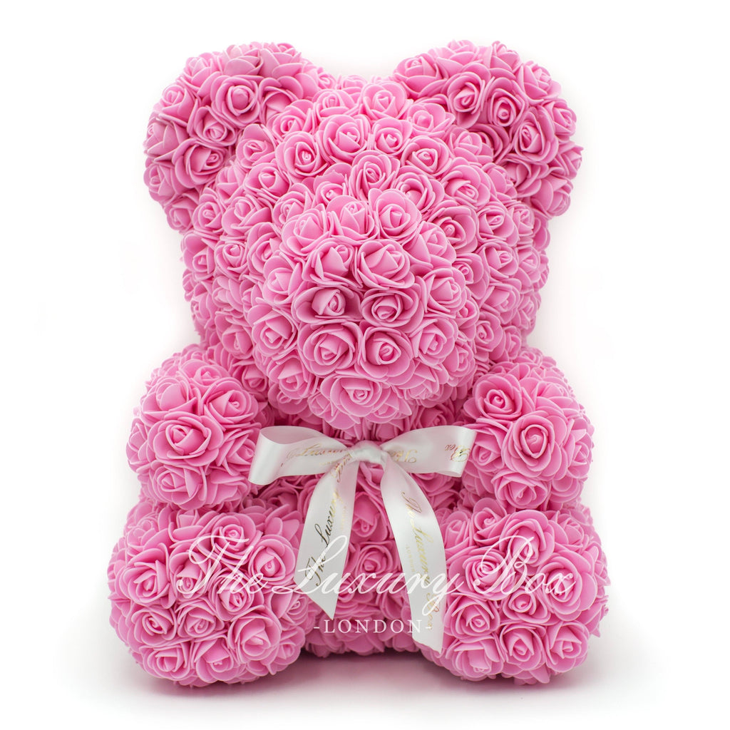 Pink Rose Bear with Ribbon - 14in | Valentine's Day Gift | The Luxury ...