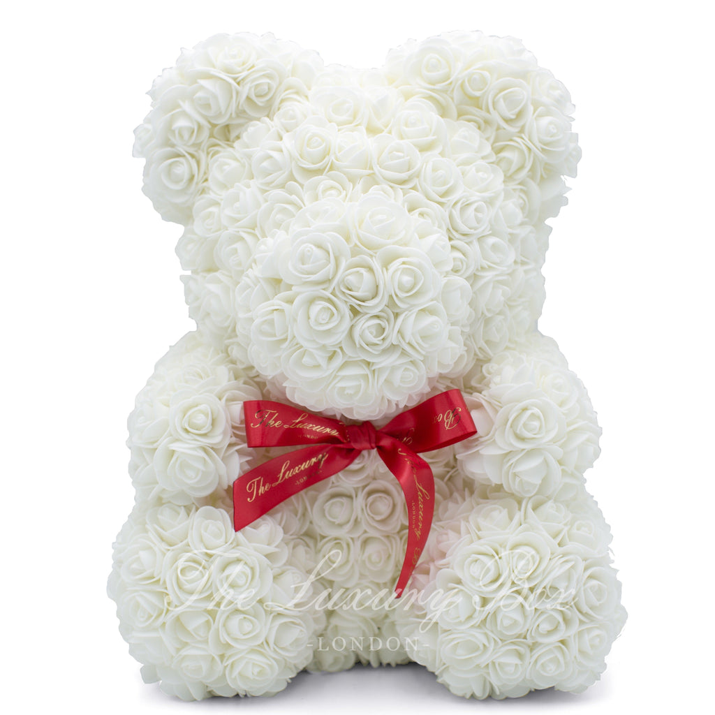 White Rose Bear | Anniversary & Birthday Gifts | The Luxury Box USA White Rose Bear | Anniversary & Birthday Gifts | The Luxury Box USA