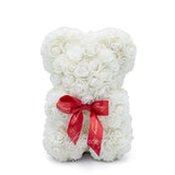 Small Rose Bear - White - 10IN.