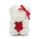 Small Rose Bear - White With Heart - 10IN.